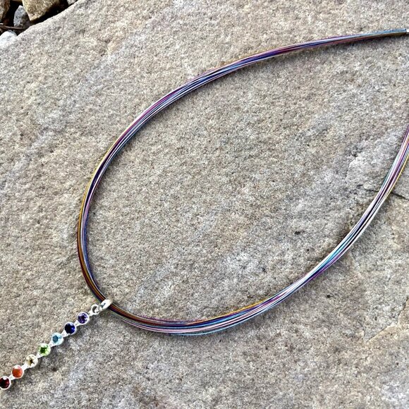 Sundance RAINBOW GEMSTONE Multi Sterling Silver Pendant 18" Necklace - Picture 5 of 11